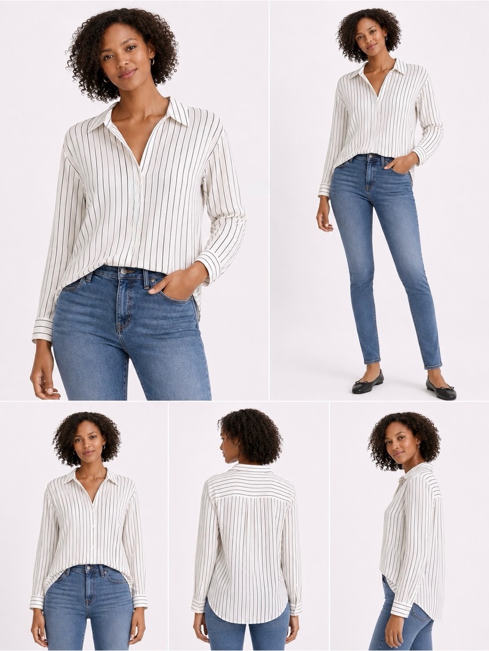 💙 REITMANS Striped White and Black Women's Blouse